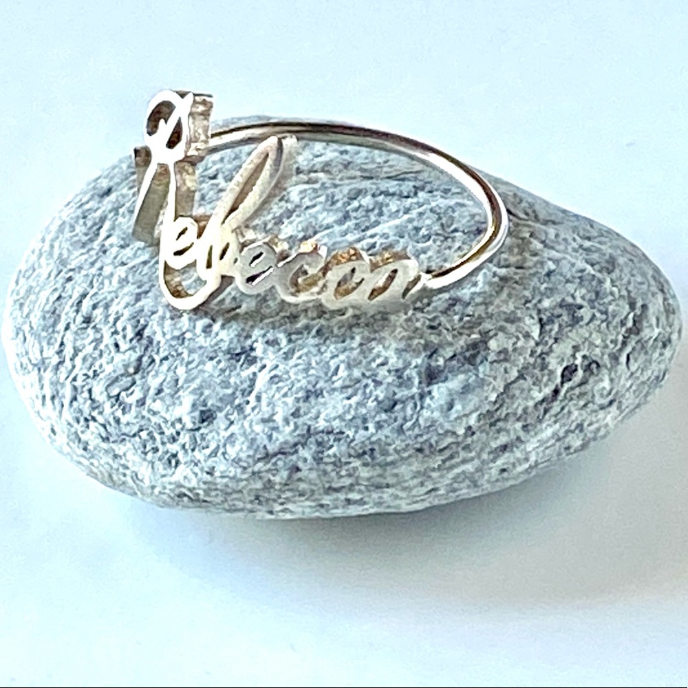 Caitlyn Minimalist |Handcrafted Sterling Silver Cursive Ring |Rebecca. Like🆕.